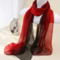 Elegant red and black gradient chiffon scarf for women spring summer shawl - Red Black Gradient / 160cm