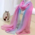 Elegant pink and purple gradient georgette long scarf for women fashion accessory - Pink Blue Gradient / 160cm