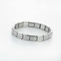 Italian modular charm bracelet in stainless steel featuring an engraved star pattern - Five-Pointed Star Pattern / Silver