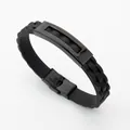 Punk style black silicone and stainless steel bracelet for men - Black