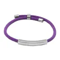 Pulsera trenzada de cuerda de Milán morada con barra de acero inoxidable plateado - Púrpura