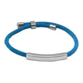 Pulsera de cordón milanés trenzado azul con barra personalizable de acero inoxidable plateado - Azul