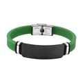 Durable green silicone medical ID bracelet featuring a customizable black stainless steel plate - Green