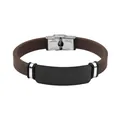 Brown silicone bracelet with black stainless steel plate for custom personalized engraving - Brown