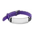 Bracciale regolabile in silicone viola con placca in acciaio inossidabile incidibile - Viola