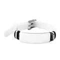 White adjustable silicone bracelet with blank stainless steel ID plate for DIY engraving - White