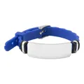 Bracciale regolabile in silicone blu con piastra in acciaio inox per incisione DIY personalizzata - Blu