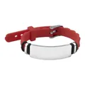 Bracciale regolabile in silicone rosso con piastra di identificazione in acciaio inossidabile - Rosso