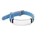 Bracciale regolabile in silicone blu e acciaio inossidabile con piastra in metallo - Celeste
