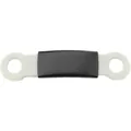 Adjustable minimalist pet ID tag holder with white base and black protective silicone sleeve - Black Plate / Gray