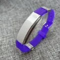 Sporty purple silicone bracelet featuring a blank polished stainless steel ID plate - Purple