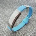 Sky blue silicone bracelet with an engravable stainless steel plate for a unique couple gift - Light Blue