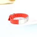 Adjustable red silicone bracelet with engravable titanium steel plate for men and women - Red with Silver Metal (Style 7)
