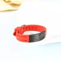 Adjustable red silicone bracelet featuring a black titanium steel engravable ID plate for men. - Bright Red with Black Metal (Style 2)