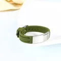 Adjustable military green silicone id bracelet with blank stainless steel plate for men - Green with Silver Metal (Style 9)