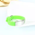 Bright green silicone sports bracelet with engravable silver metal plate - Neon Green with Silver Metal (Style 10)