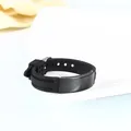Minimalist adjustable black silicone wristband featuring a blank titanium steel ID plate - Black with Black Metal (Style 4)