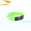 Adjustable vibrant green silicone bracelet with engravable black titanium steel plate - Neon Green with Black Metal (Style 1)