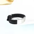 Adjustable black silicone and stainless steel ID bracelet for custom laser engraving - Black with Silver Metal (Style 8)