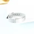 Adjustable gray silicone wristband featuring a blank engravable stainless steel ID tag plate - Grey with Silver Metal (Style 6)