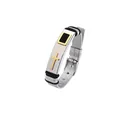 Religious stainless steel cross bracelet with adjustable mesh band and gold-tone finish - Silver-Gold Two-tone
