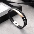 Herren zweilagiges Lederarmband geflochten mit gravierbarer roségoldener Stahlplatte - Roségold Kordel Stil (小皮绳款)