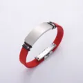 Red silicone and stainless steel engravable sports bracelet for men and women style - Red