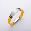 Sporty yellow silicone bracelet with a brushed stainless steel engravable plate - Yellow