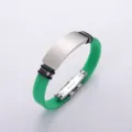 Professional green silicone sports bracelet with stainless steel plate for men and women - Green