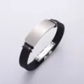Black silicone and brushed stainless steel sports bracelet for men and women - Black