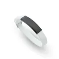 Minimalistisches weißes Silikonarmband mit einer eleganten schwarzen gravierbaren Edelstahlplatte - Weiß