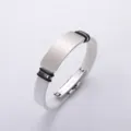 White silicone and stainless steel bracelet with engravable blank plate for men and women. - White