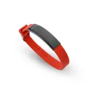 Rotes Silikonarmband mit schwarzer Edelstahlplatte für individuelle Gravuren im Alltag - Rot