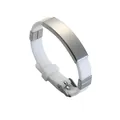 Adjustable white silicone bracelet with engravable smooth stainless steel ID plate - White