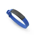 Minimalistisches blaues Silikonarmband mit schwarzer Edelstahlplatte für individuelle Gravuren. - Blau
