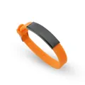 Stilvolles orangefarbenes Silikonarmband mit schwarzer gravierbarer Metallplatte - Orange