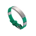Minimalist green silicone bracelet with a stainless steel plate for custom engraving - Green