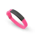 Weiches rosa Silikonarmband mit einer eleganten, schwarzen Edelstahlplatte zum Gravieren - Fuchsia