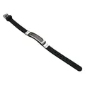 Men's stylish black silicone stainless steel bracelet casual metal plate wristband - Black (Watch Clasp)