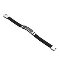 Black silicone stainless steel bracelet with engravable metal plate fashion jewelry style - Black (Silicone Strap)