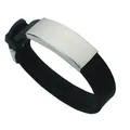 Black Men Silicone Stainless Steel ID Bracelet DIY Custom Engraved Wristband Variant SKU - Steel