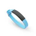 Hellblaues Silikonarmband mit einer schwarzen gravierbaren Edelstahlplatte für Paare - Hellblau