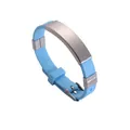Light blue minimalist silicone bracelet with a blank stainless steel ID plate for engraving - Light Blue