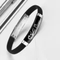 Minimalist black silicone Virgo constellation bracelet with engraved stainless steel - Virgo