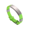 Vibrant green silicone bracelet with stainless steel engravable plate for DIY jewelry - Light Green