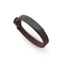 Verstellbares braunes weiches Silikonarmband mit schwarzer Edelstahlplatte für Gravur - Braun