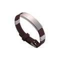 Brown silicone bracelet with engravable stainless steel plate for men and women - Brown