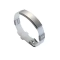 Minimalist white silicone and brushed stainless steel ID bracelet with adjustable buckle strap - Milky White