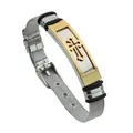 Men's stainless steel mesh bracelet featuring a gold and silver tone cross plate - Gold & Silver Stainless Steel Mesh Straps with Cross