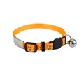 Adjustable orange reflective nylon pet collar with paw prints and bell for cats and dogs - Yellow